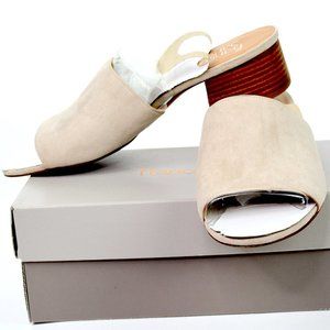 NWT FRANCO SARTO TEMPEST BLOCK HEEL MUELS  SANDALS TAUPE  SIZE 10M
